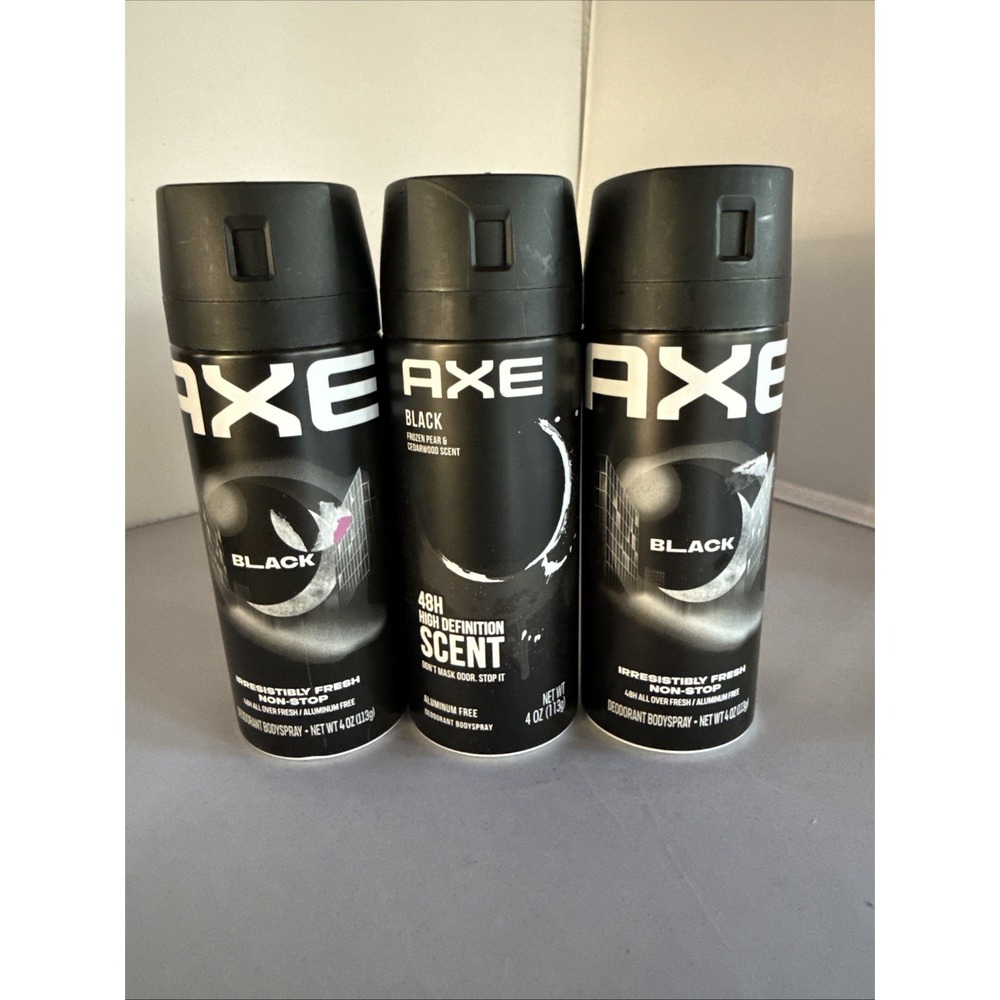 Axe Black Deodorant Body Spray  4oz Frozen Pear & Cedarwood Scent 3 pack